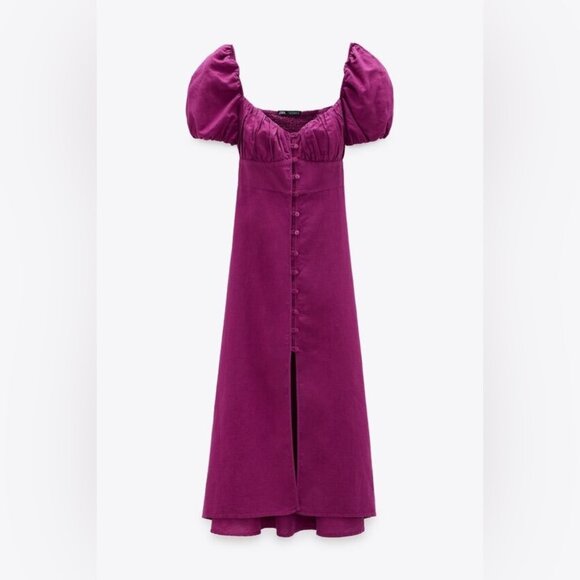 Zara Midi Plum Dress with Buttons - Picture 1 of 2
